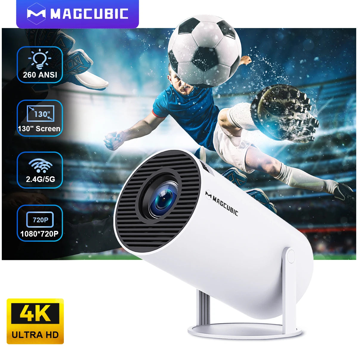 4K Portable Mini Projector with Android 11 