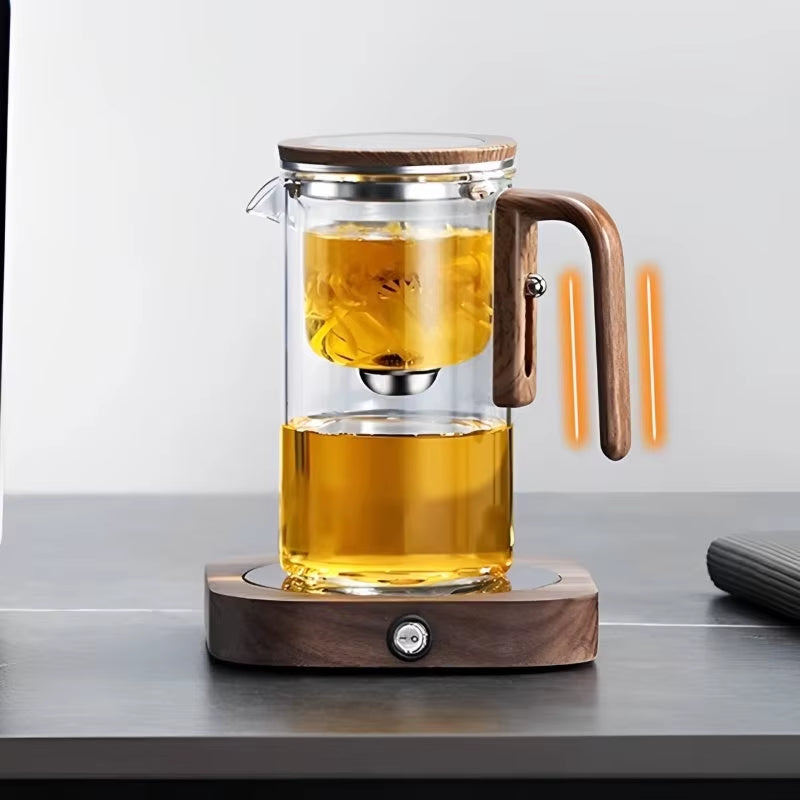 Water Separation Glass Teapot with Wooden Handle Witchcraft Teapot Magical Teapot Glass Teapot Rubber Stopper and Strainer